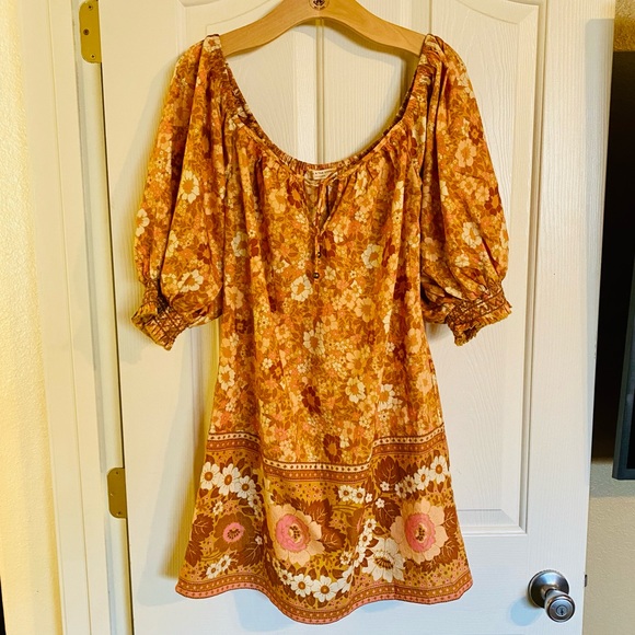EUC Spell & the Gypsy Collective Peach Anne Tunic Mini Dress - Picture 6 of 16